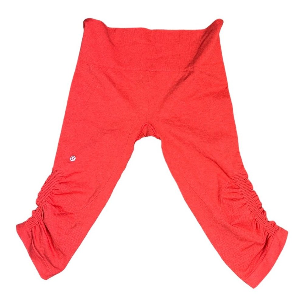 Lululemon Athletica Yoga Pants High Rise Crop Orange Size 8 - Picture 2 of 11